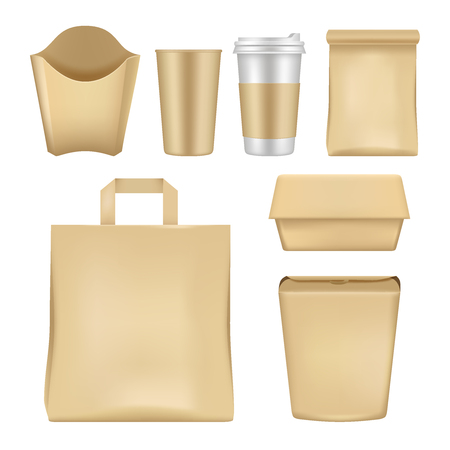 Vector realistic fast food package setのイラスト素材