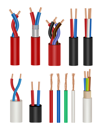 Vector electrical cable icon setのイラスト素材