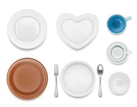 Top view illustration of kitchen dishware.のイラスト素材