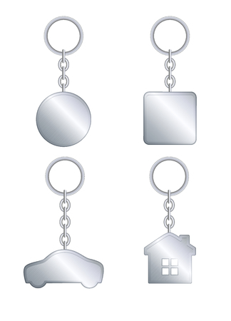 Vector metal keychain realistic template setのイラスト素材
