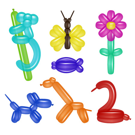 Vector balloon animals and flower setのイラスト素材