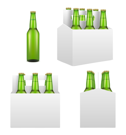 Beer bottle mockup set, vector realistic illustrationのイラスト素材
