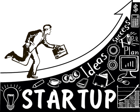 Business startup concept vector sketch hand drawn illustration.のイラスト素材