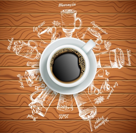 Cup of coffee with coffee drinks vector creative illustrationのイラスト素材