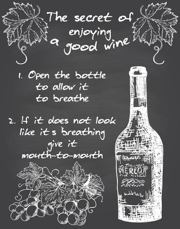 Vintage wine chalkboard vector typography posterのイラスト素材