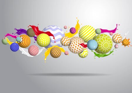 Vector abstract multicolor balls background. 3d illustrationのイラスト素材