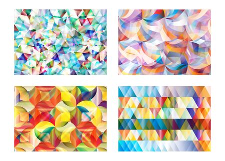 Abstract multicolor geometric polygonal and circle vector background set.のイラスト素材