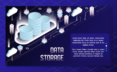 Cloud data storage vector isometric illustrationのイラスト素材