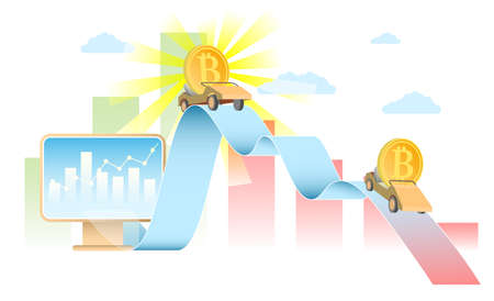 Bitcoin rate concept vector realistic illustrationのイラスト素材