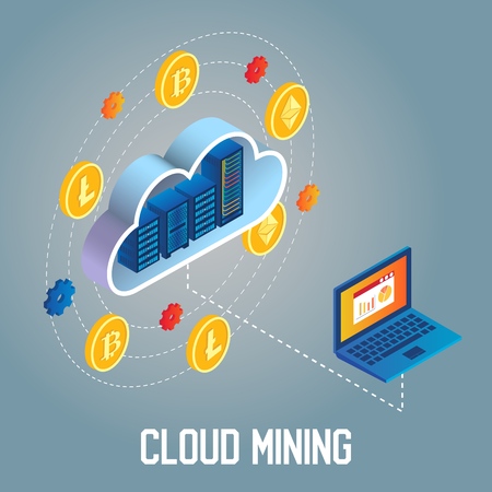 Cloud mining concept vector isometric illustrationの写真素材