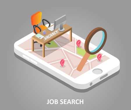Online job search vector isometric illustrationのイラスト素材