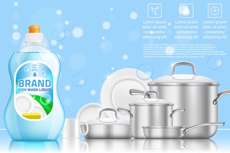 Dishwashing advertising vector realistic templateのイラスト素材