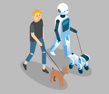 Robots concept vector isometric illustrationのイラスト素材