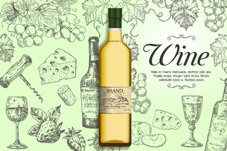 White wine vector poster, banner templateのイラスト素材