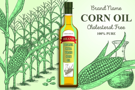 Corn oil brand ads vector poster banner templateのイラスト素材