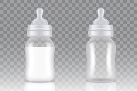 Baby milk bottle vector realistic mock up setのイラスト素材