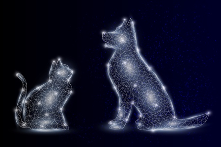 Cat and dog vector geometric polygonal background