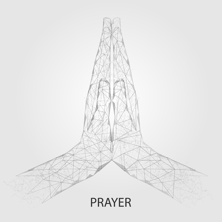 Praying hands vector geometric polygonal art backgroundのイラスト素材
