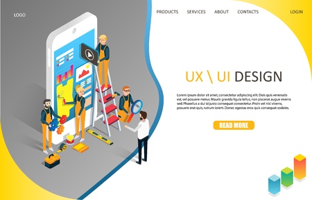 UX or UI design landing page website vector templateのイラスト素材