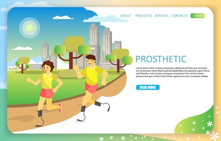 Sports prosthetic landing page website vector templateのイラスト素材