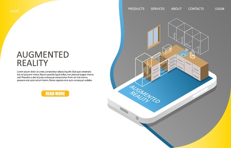 Augmented reality landing page website vector templateのイラスト素材