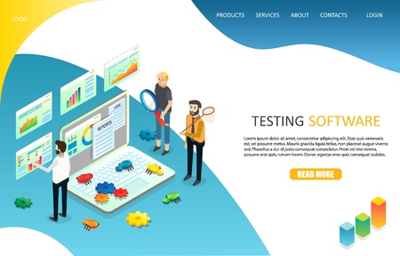 Testing software landing page website vector templateのイラスト素材