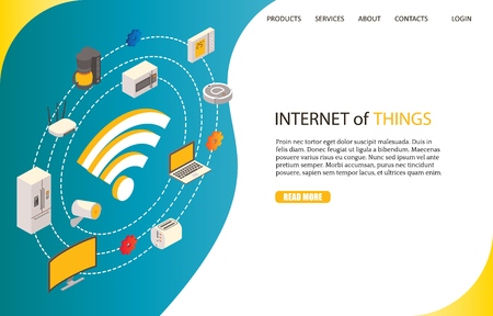 Internet of things landing page website vector templateのイラスト素材