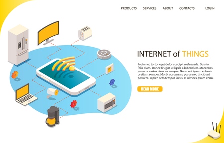Internet of things landing page website vector templateのイラスト素材