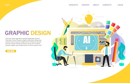 Graphic design landing page website vector templateのイラスト素材