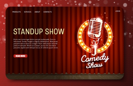 Standup show landing page website vector templateのイラスト素材