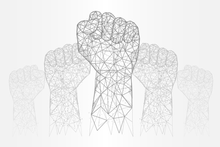 Raised hands vector polygonal art style illustrationのイラスト素材