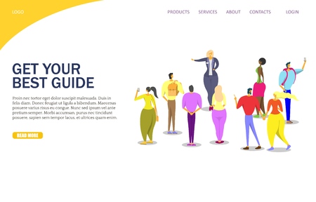 Tour guide vector website landing page design templateのイラスト素材