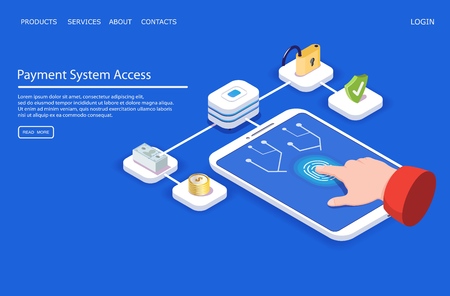 Payment system access vector website landing page design templateのイラスト素材