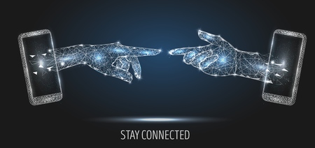 Stay connected, vector polygonal art style illustrationのイラスト素材