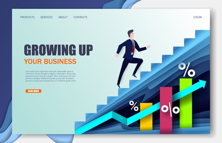 Growing company vector website landing page design templateのイラスト素材