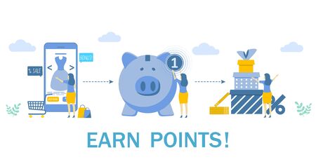Earn points for purchase, vector concept illustrationのイラスト素材