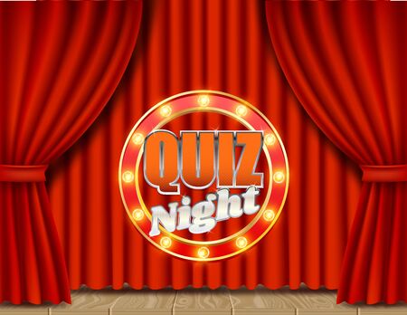 Quiz night retro vector banner poster design templateのイラスト素材