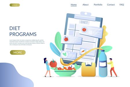 Diet programs vector website landing page design templateのイラスト素材