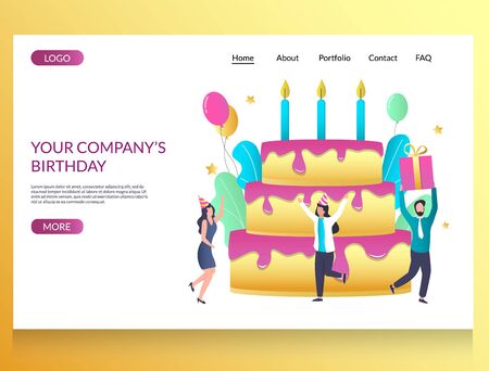 Company birthday vector website landing page design templateのイラスト素材