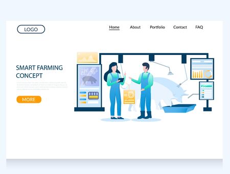 Smart farming concept vector website landing page design templateのイラスト素材