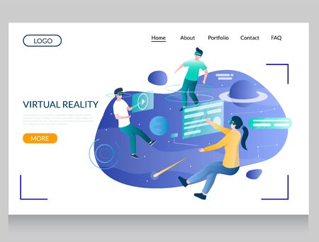 Virtual reality vector website landing page design templateのイラスト素材