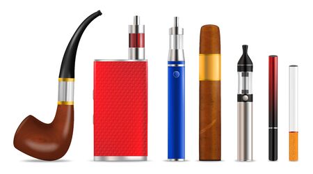 Smoking and vaping cigarette icon set, vector isolated illustrationのイラスト素材