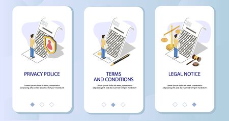 Agreement checking mobile app onboarding screens vector templateのイラスト素材