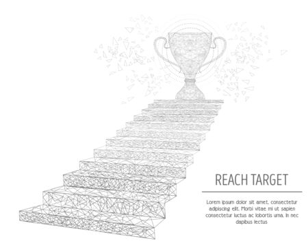 Reach target banner template, vector polygonal art style illustrationのイラスト素材