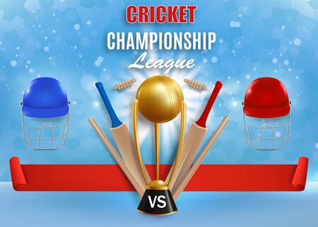 Cricket game championship vector poster, banner templateのイラスト素材