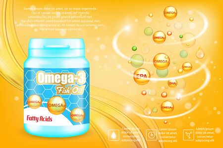 Omega-3 fatty acids advertising vector poster banner templateのイラスト素材