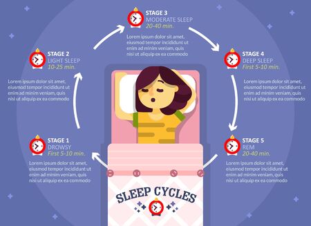 Sleep cycle infographics, vector education diagram, posterのイラスト素材
