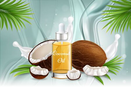 Natural coconut oil vector poster banner templateのイラスト素材