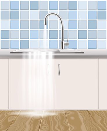 Clogged waste pipe, plumbing accident vector illustrationのイラスト素材