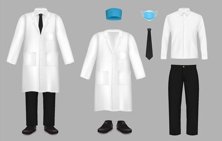 Realistic doctor suit set, vector isolated illustrationのイラスト素材